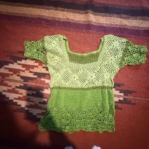 Handmade Green Crochet Tunic Top T Shirt